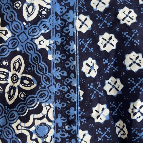 Batik Keris Navy Blue Wrap Skirt One Size Wax Print Cotton - Picture 12 of 12